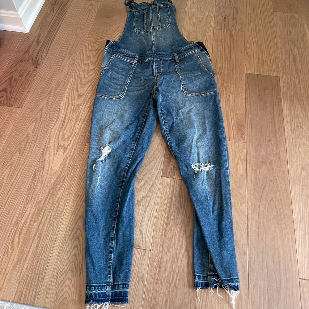 Small indigo blue maternity overalls